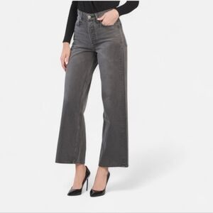 Rag And Bone Maya High Rise Wide Leg Jeans Black Wash Button Fly